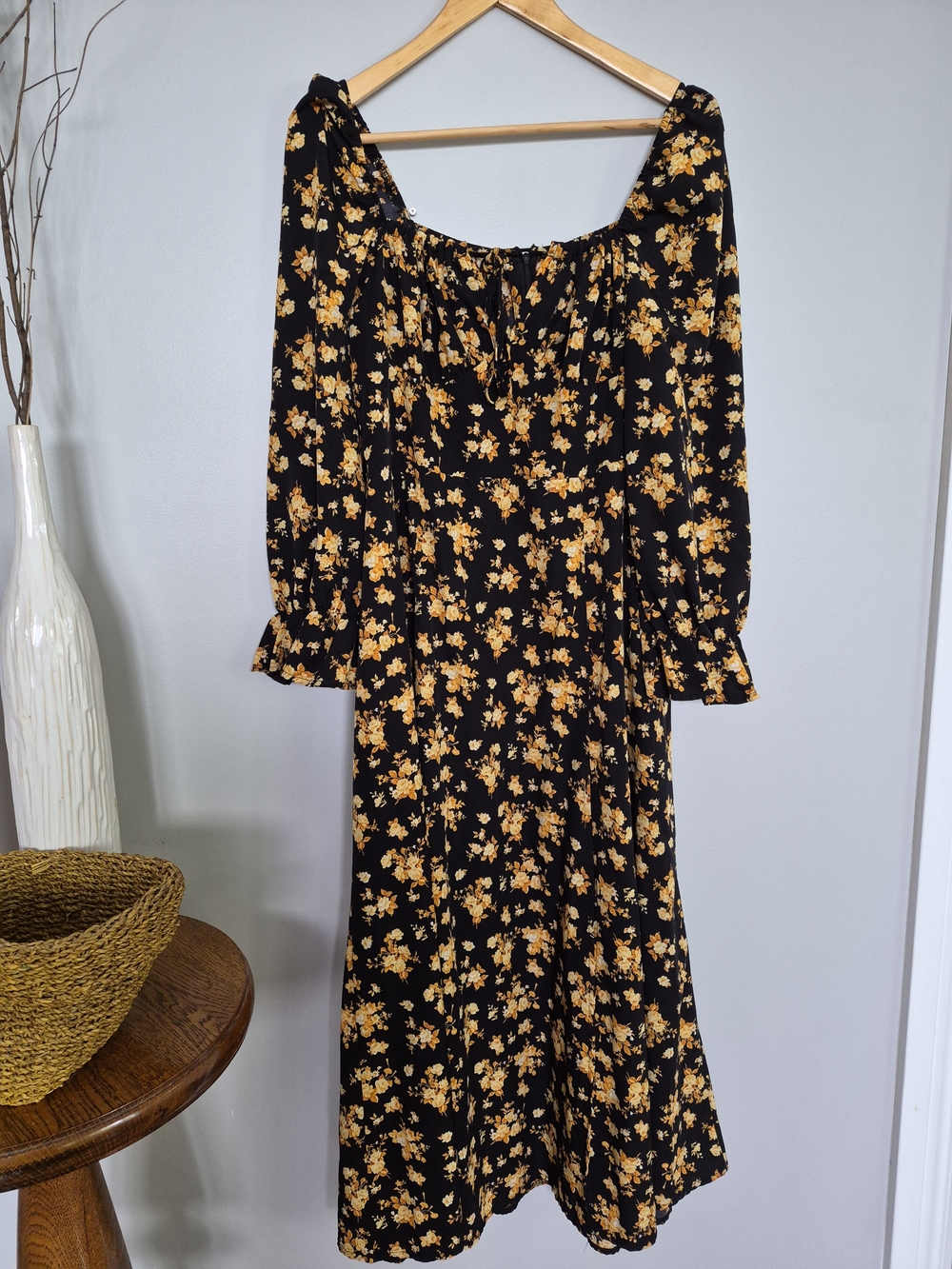 Long Sleeve Black Maxi Dress XL